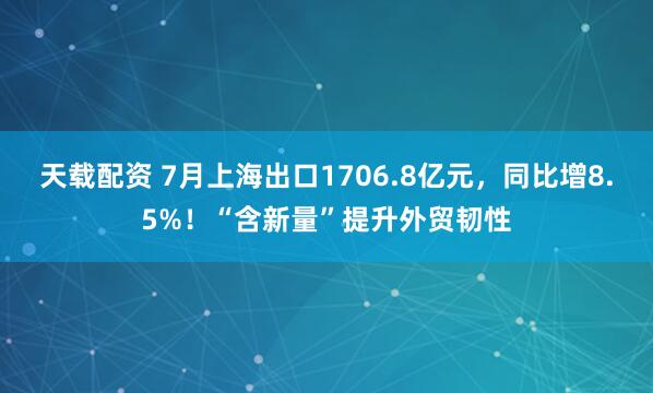 天载配资 7月上海出口1706.8亿元，同比增8.5%！“含新量”提升外贸韧性